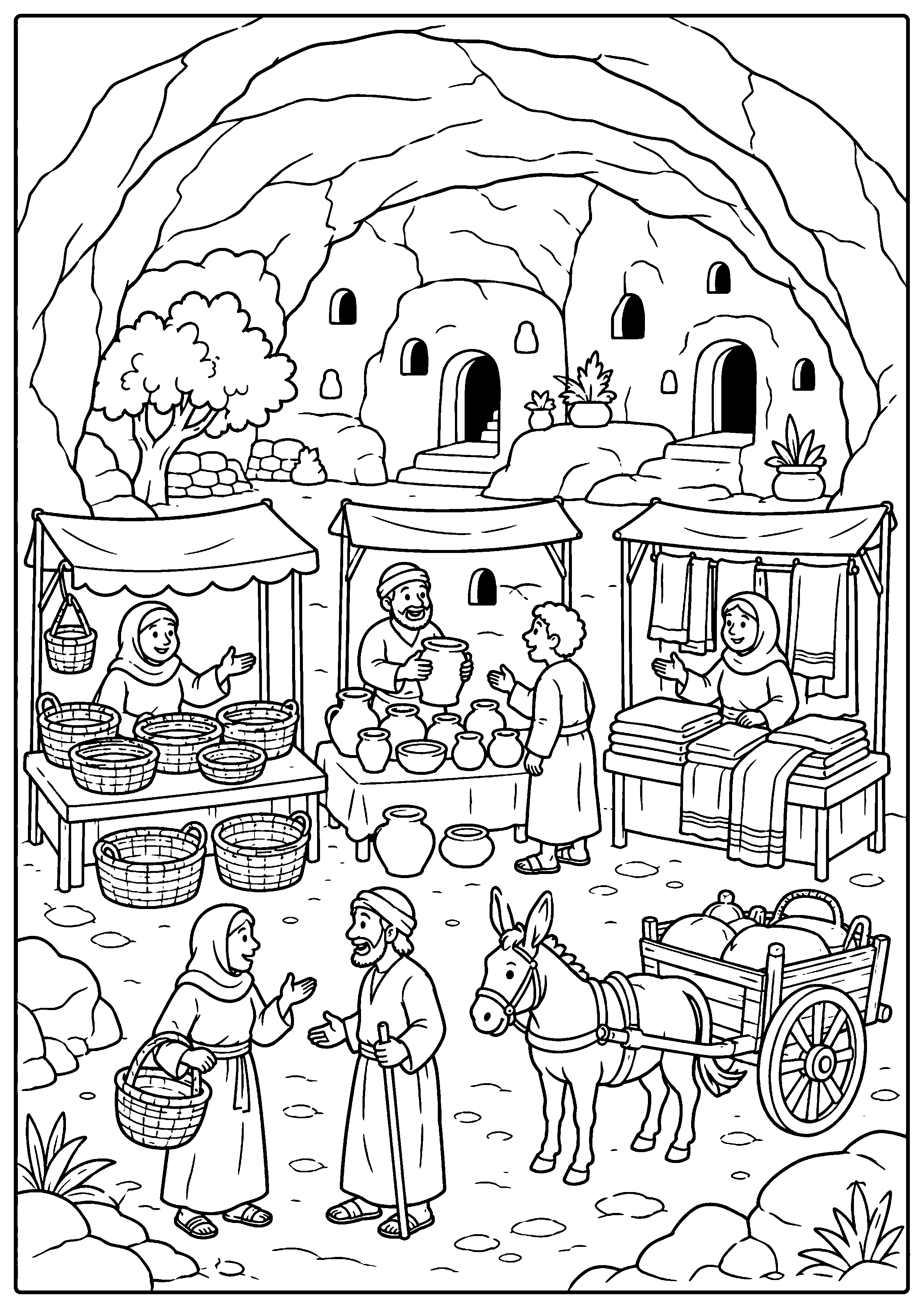 Coloriage village troglodyte à imprimer – dessin n°9