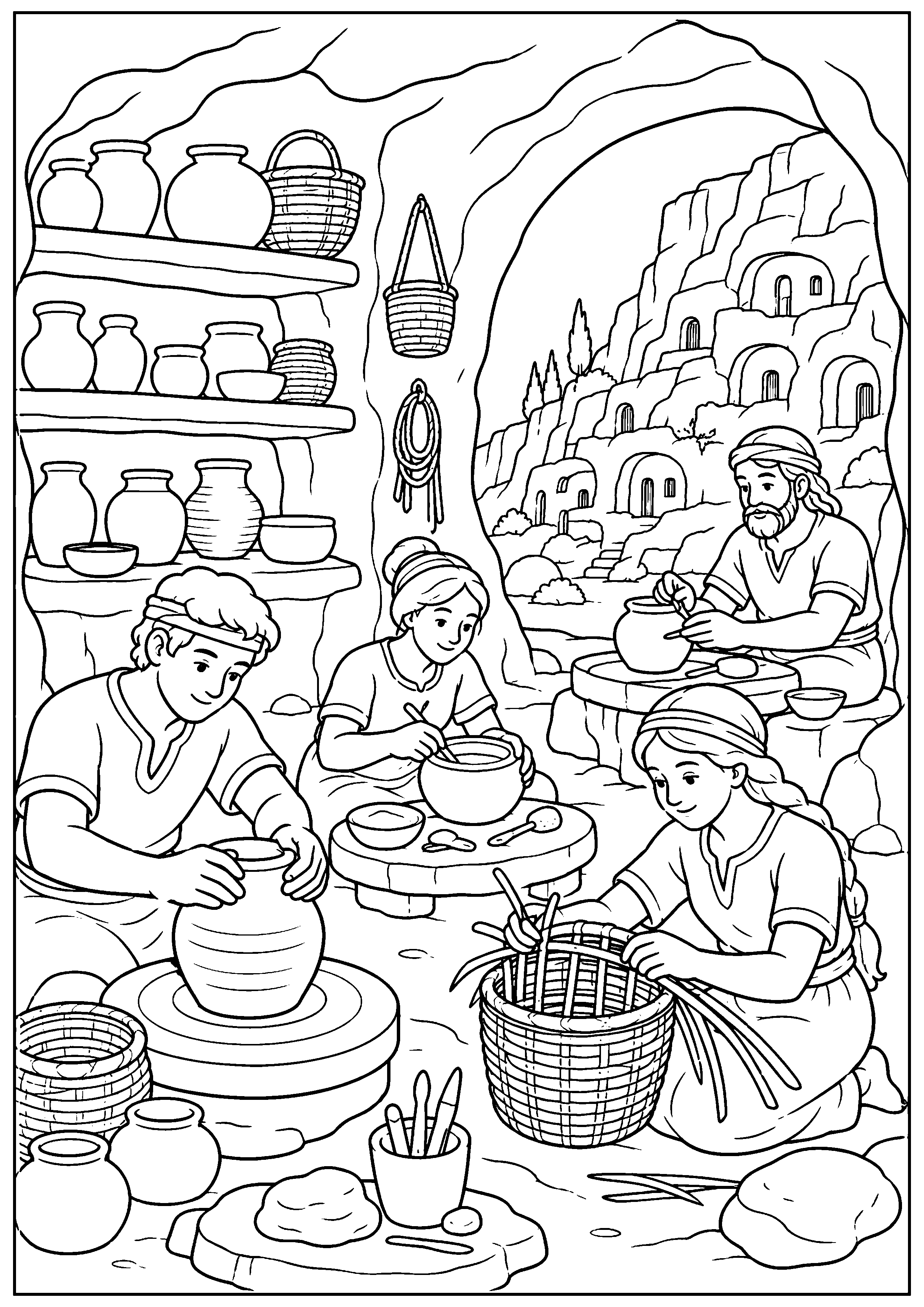 Coloriage village troglodyte à imprimer – dessin n°10