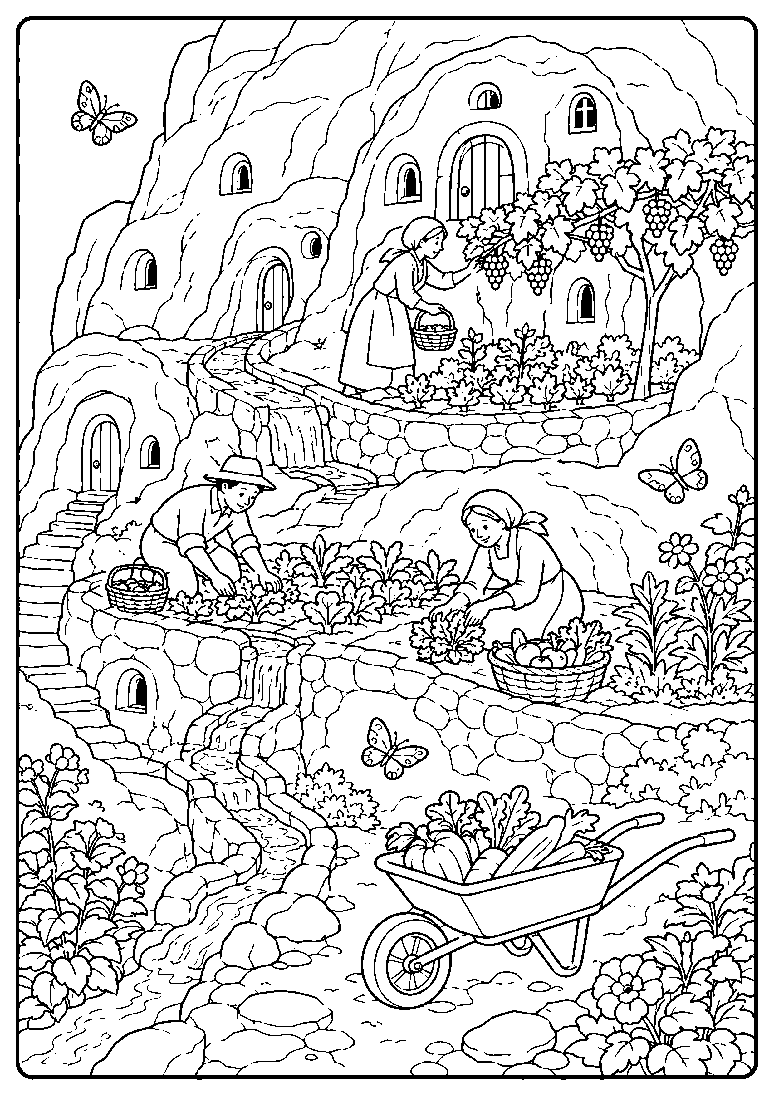 Coloriage village troglodyte à imprimer – dessin n°11