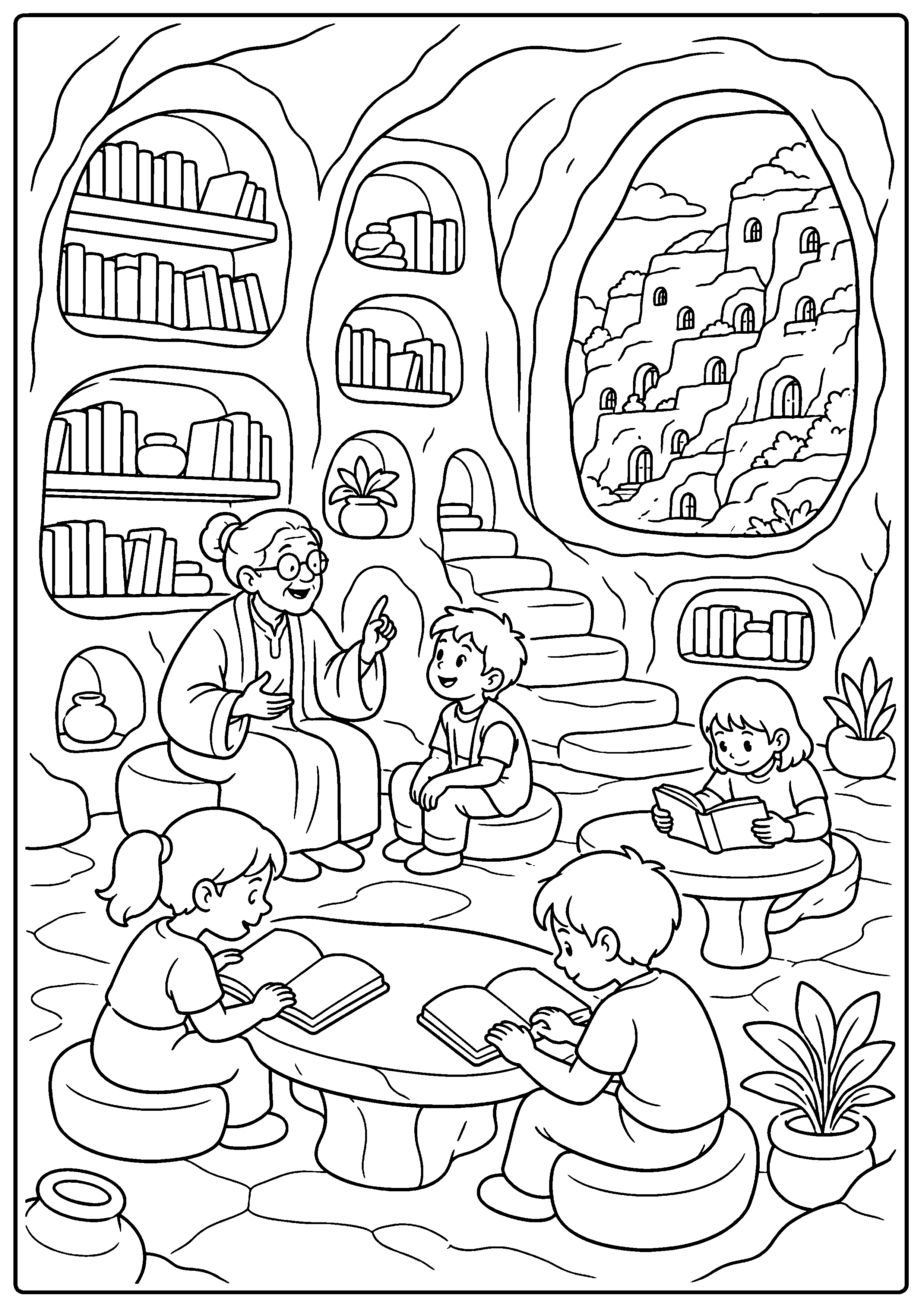 Coloriage village troglodyte à imprimer – dessin n°13