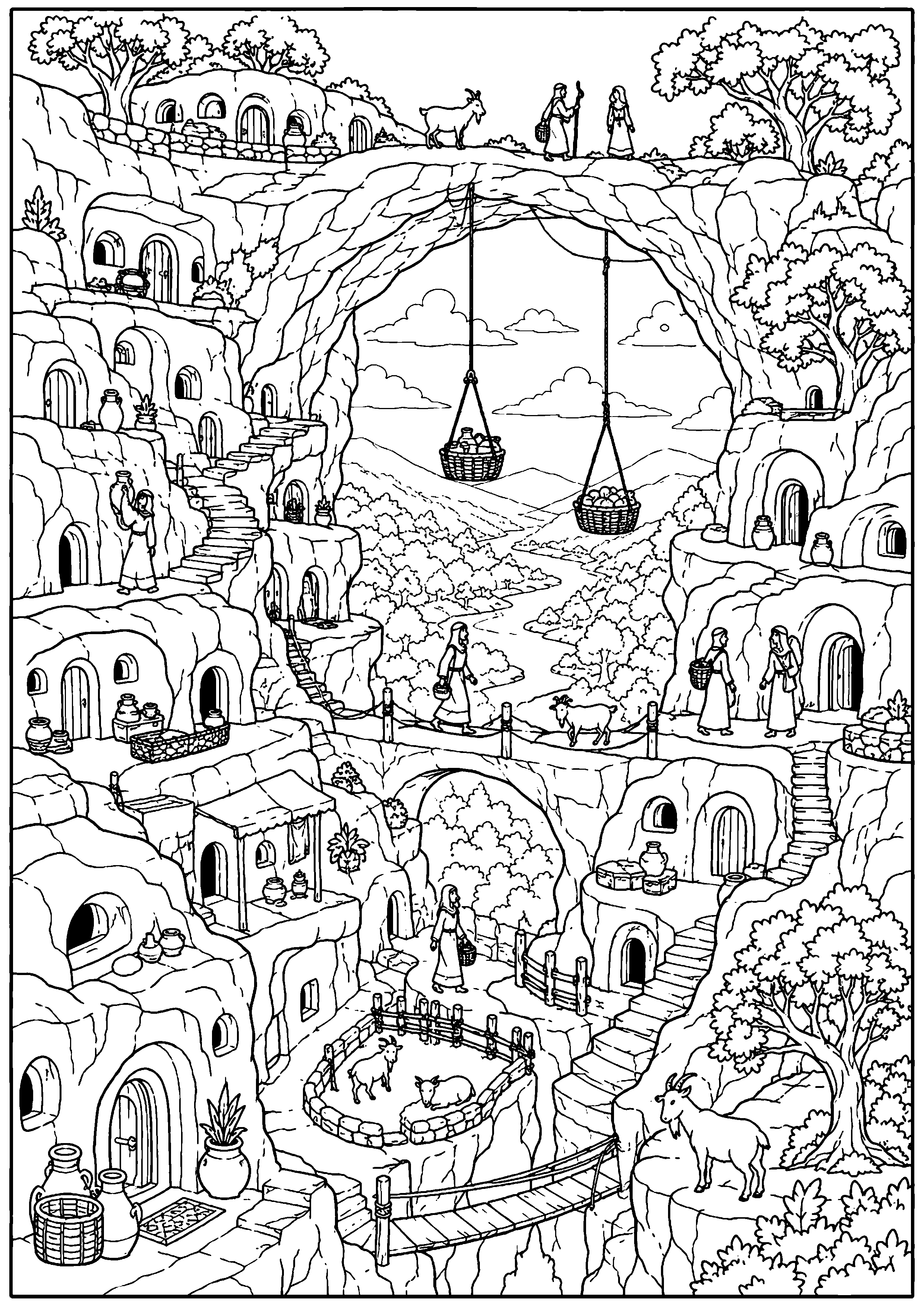 Coloriage village troglodyte à imprimer – dessin n°18