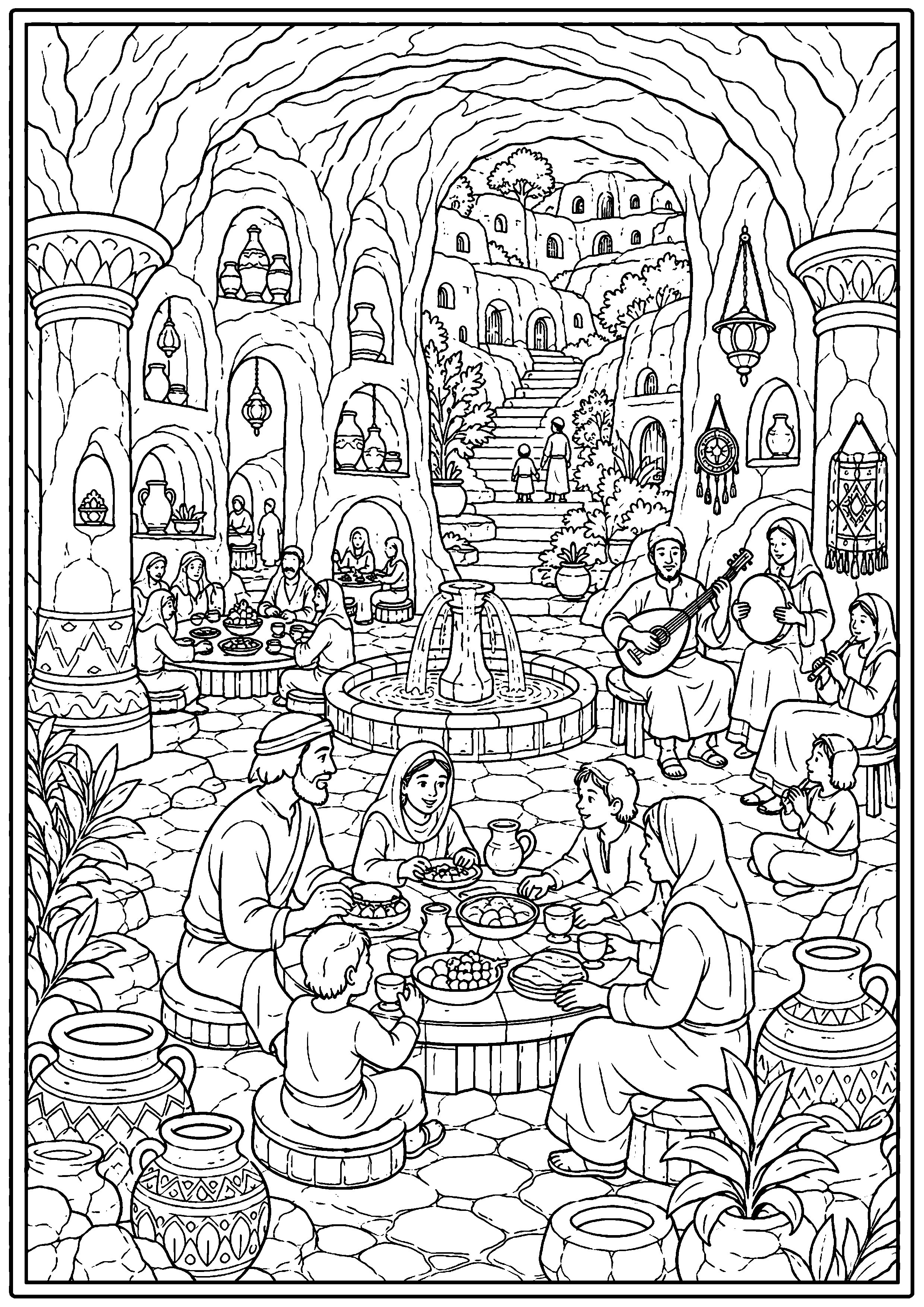 Coloriage village troglodyte à imprimer – dessin n°19