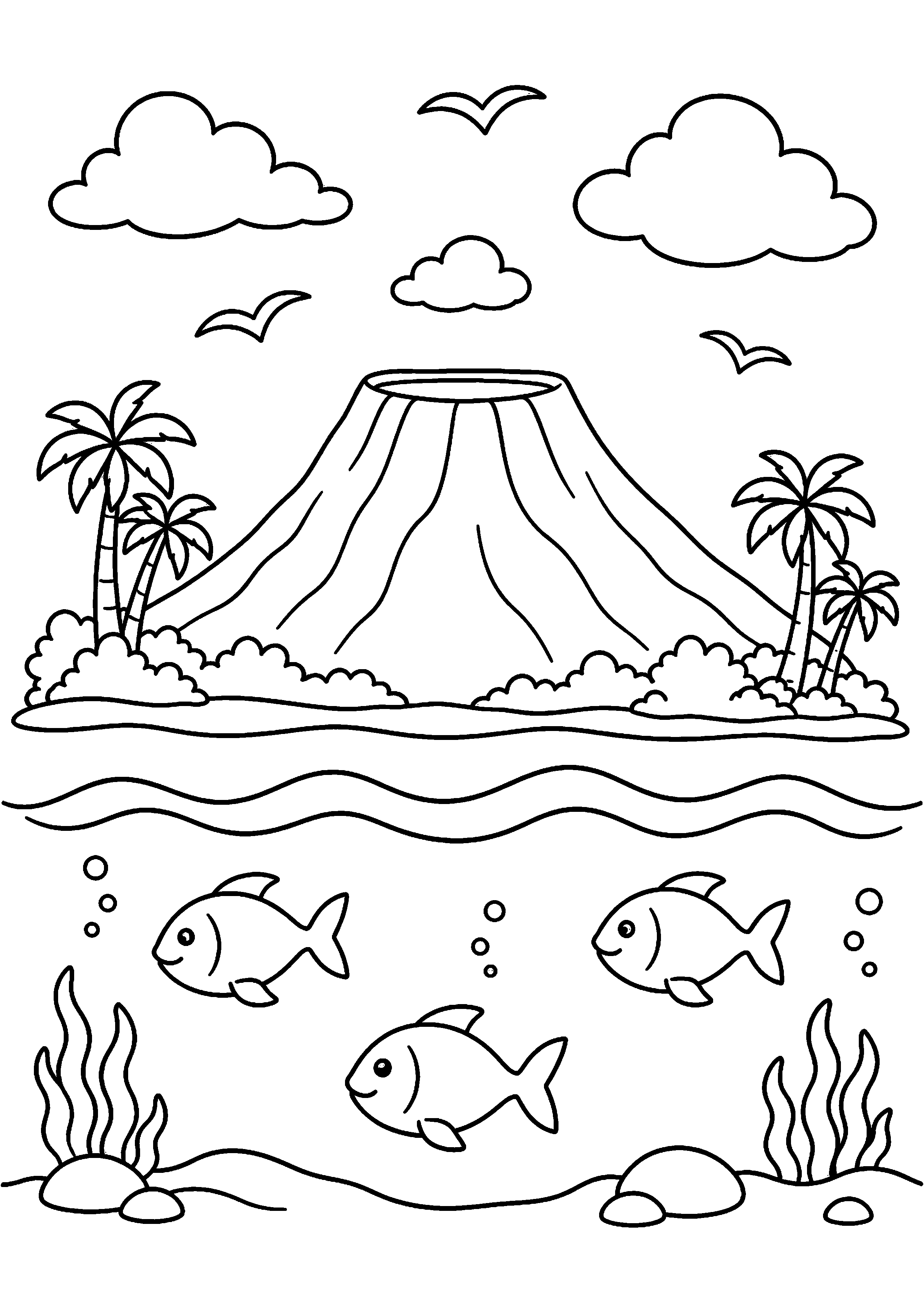 Coloriage volcan à imprimer – dessin n°3
