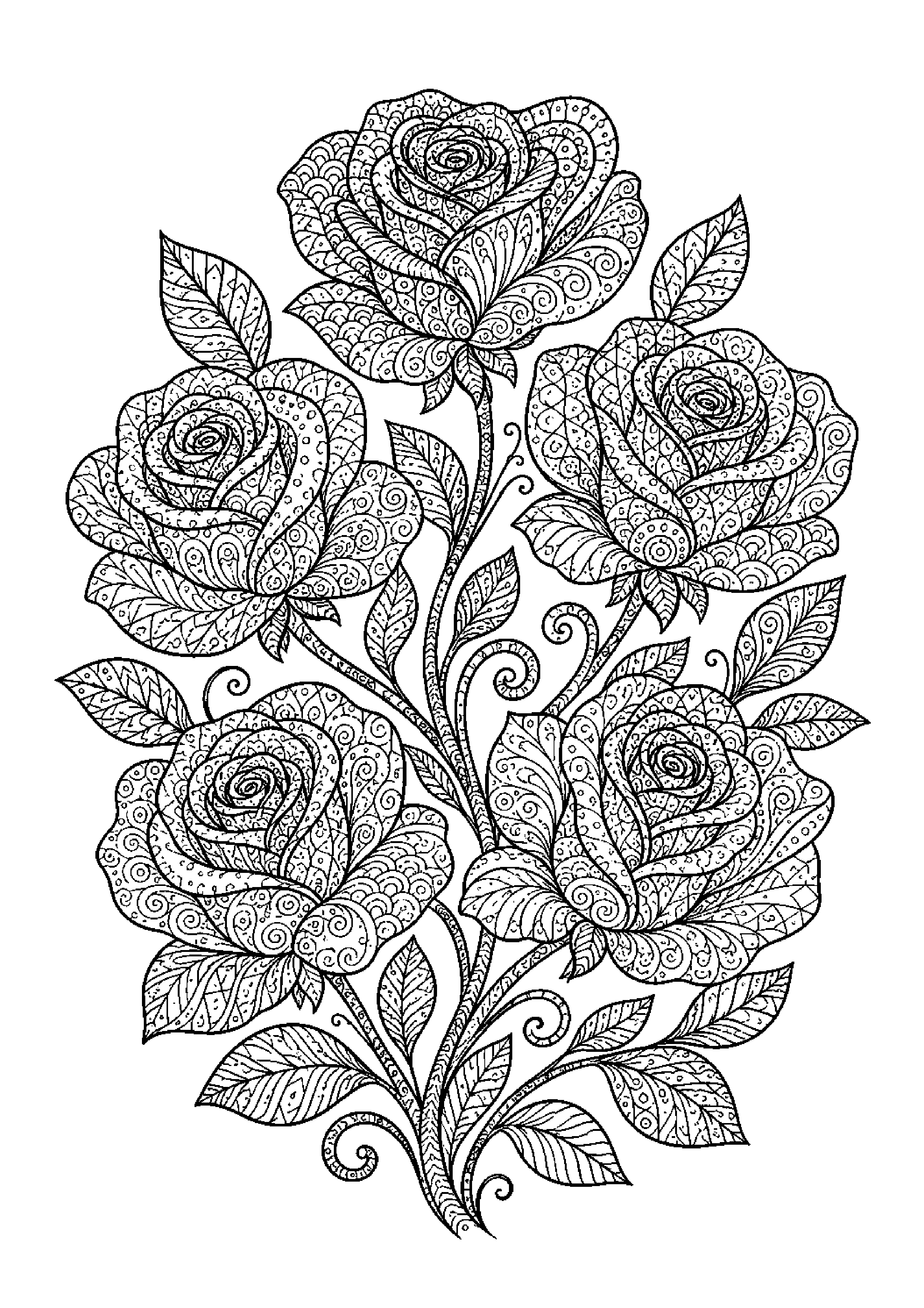 Coloriage zentangle floral à imprimer – dessin n°2