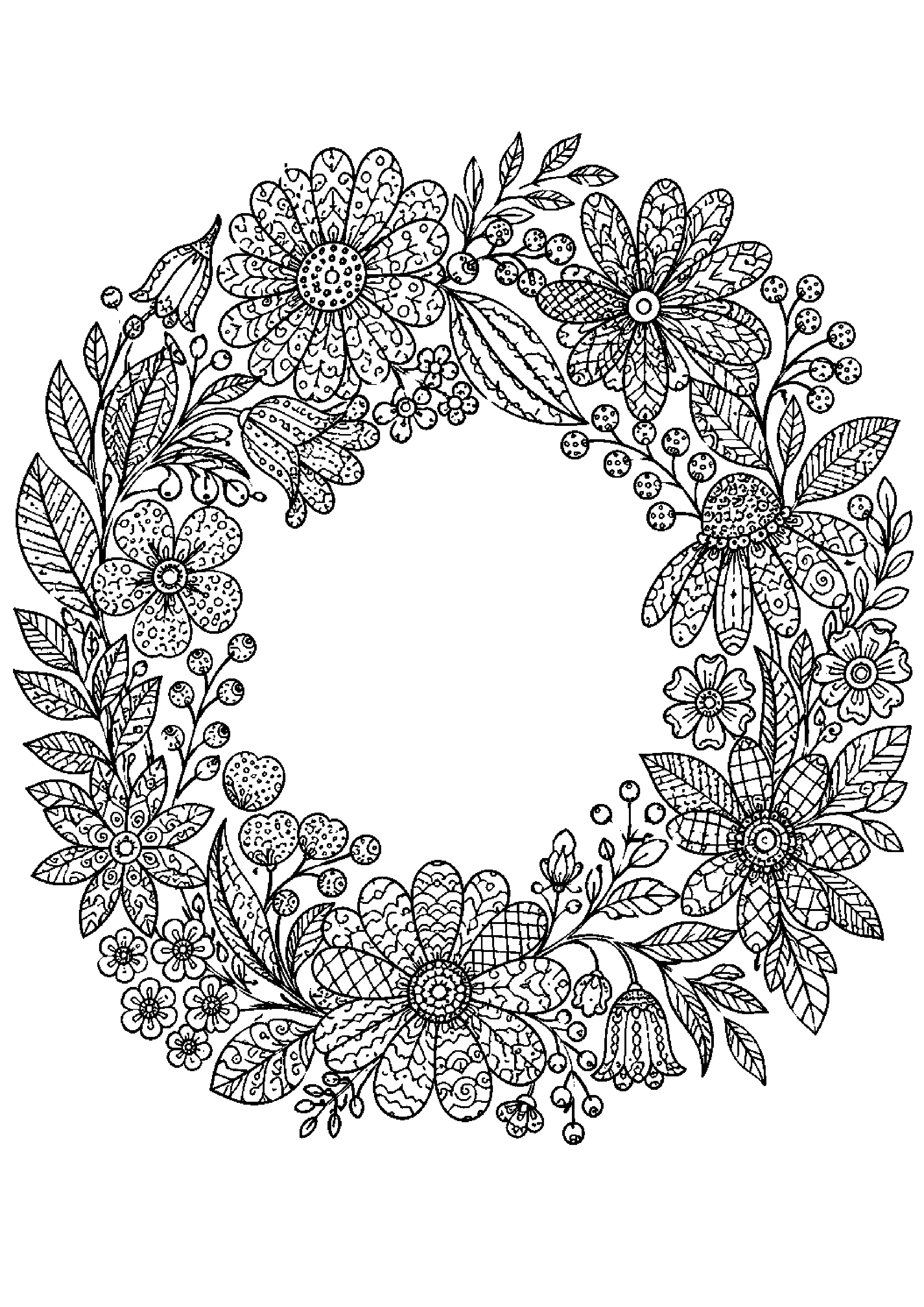Coloriage zentangle floral à imprimer – dessin n°6