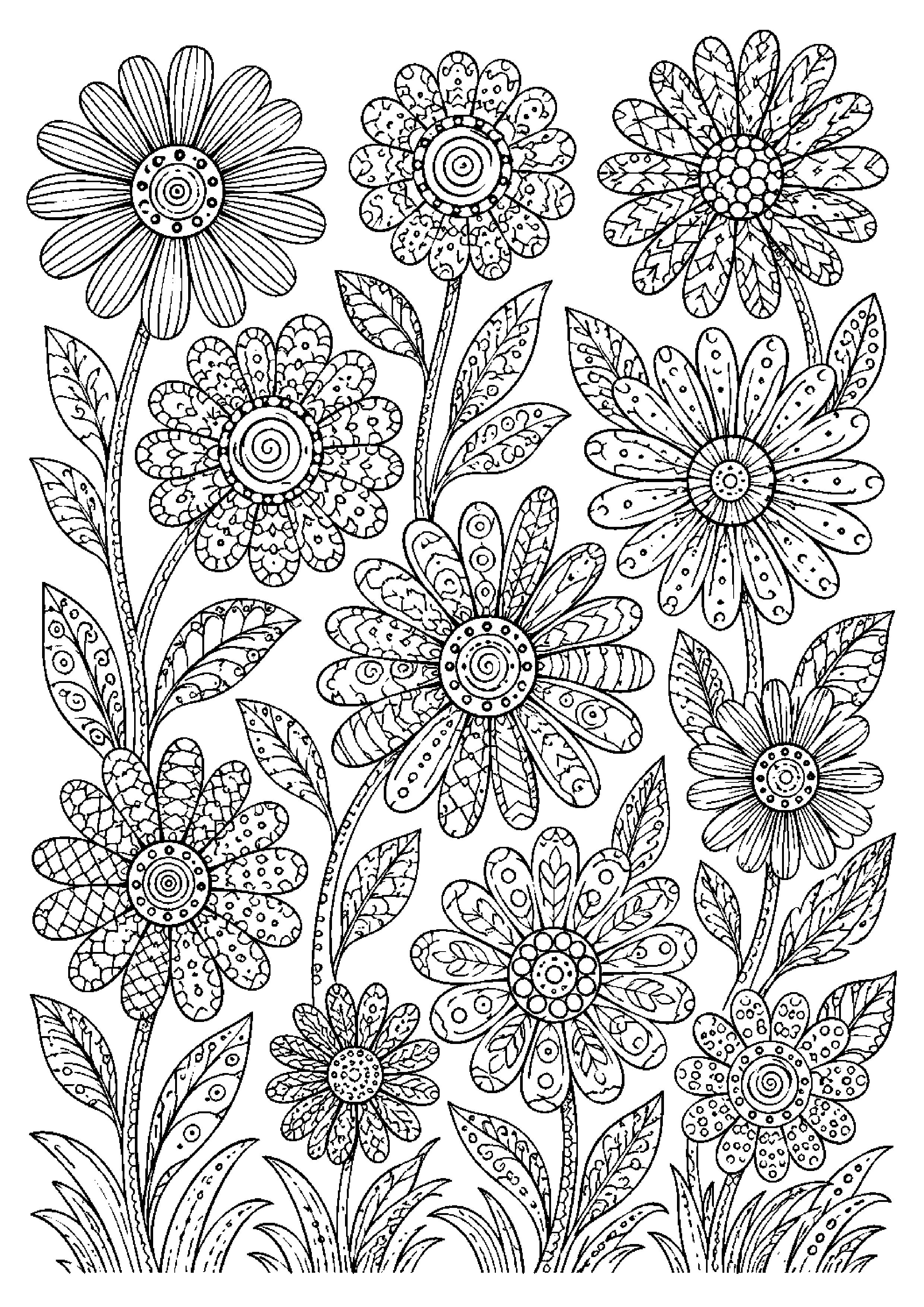 Coloriage zentangle floral à imprimer – dessin n°10