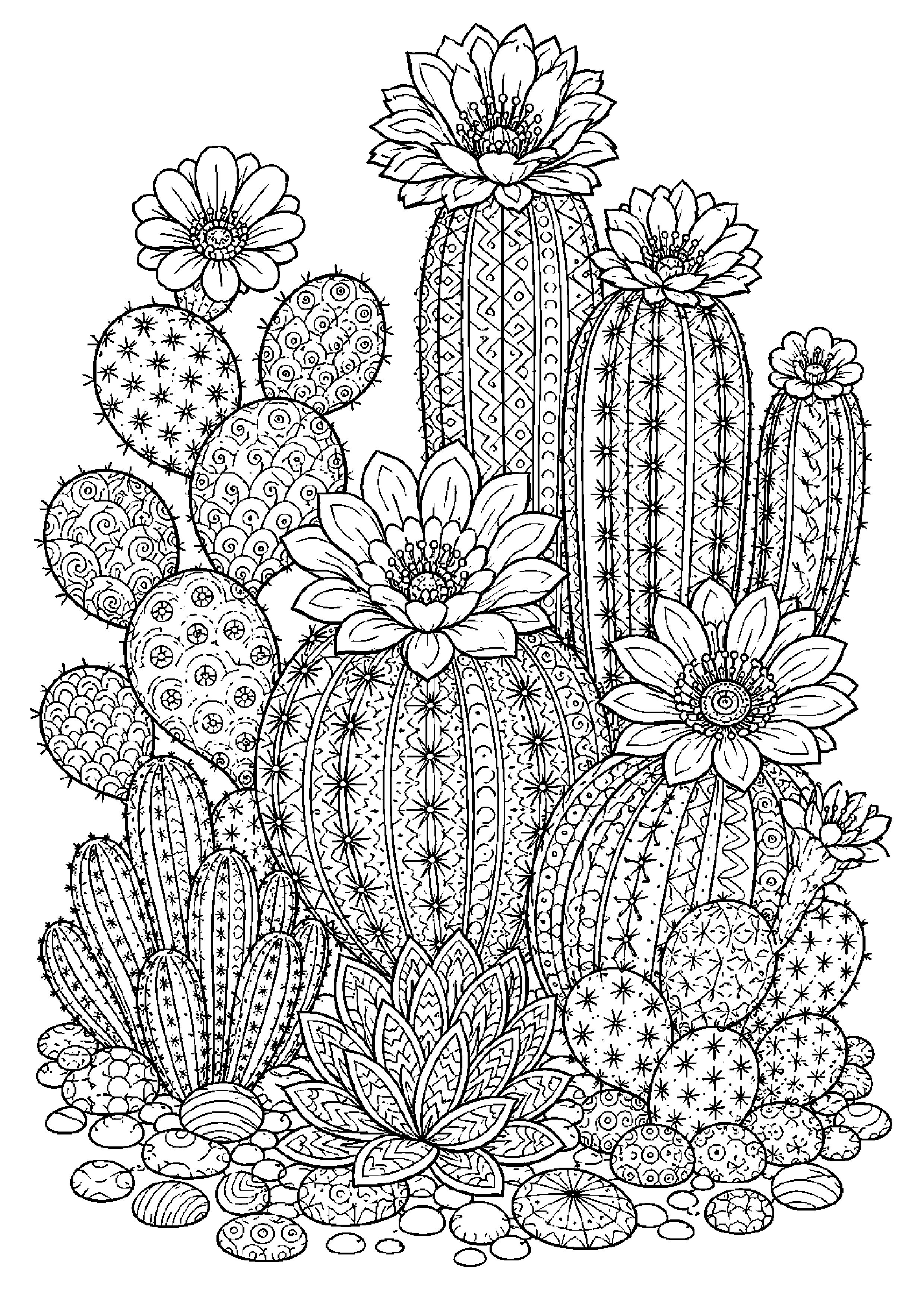 Coloriage zentangle floral à imprimer – dessin n°15