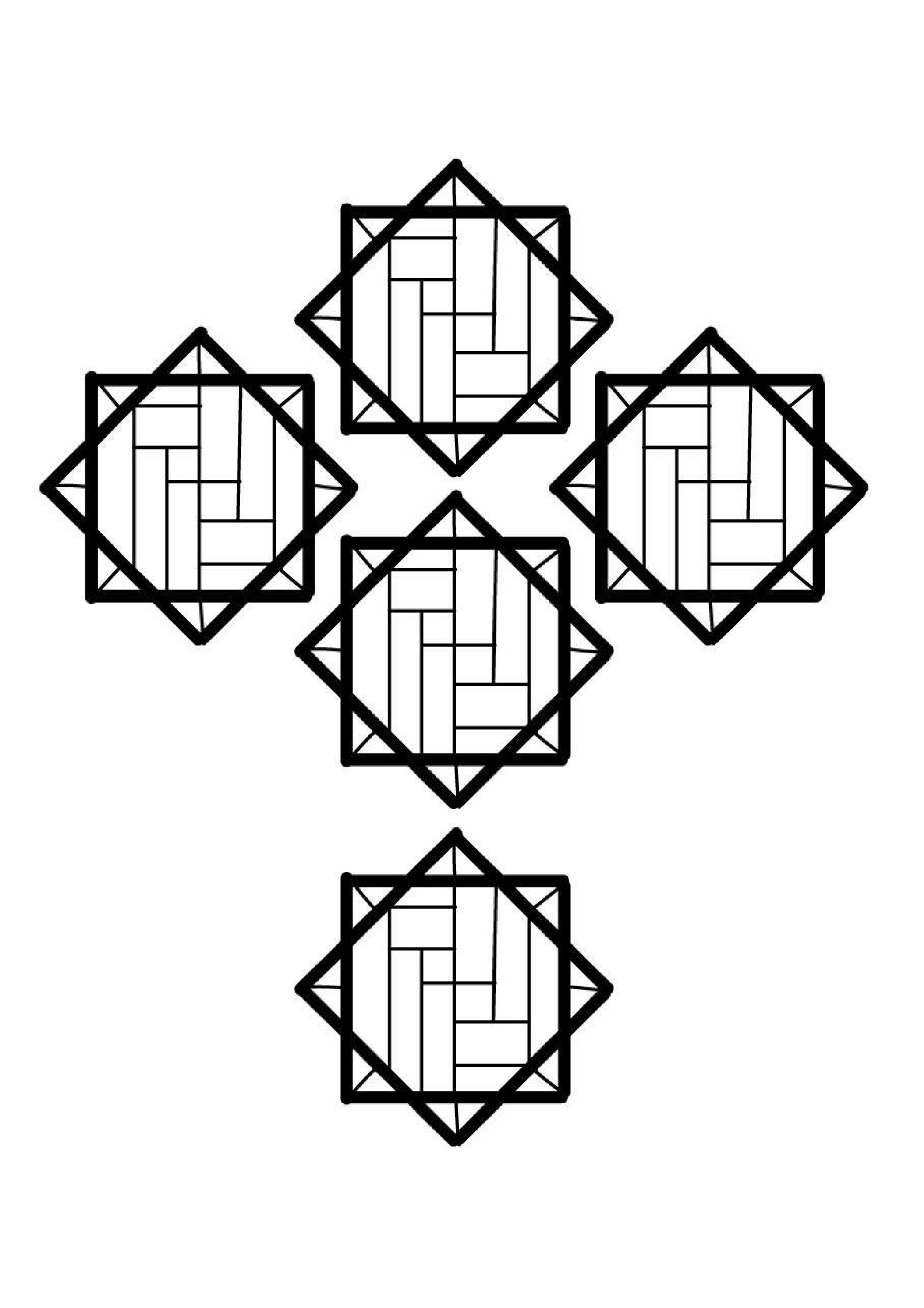 Coloriage Forme géométrique – sujet central aux contours dégagés, dessin n°2 à imprimer