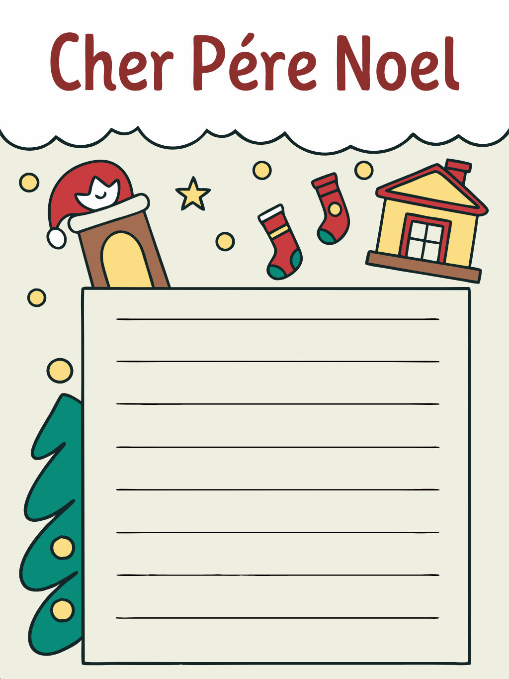Papier à Lettres Motif Noël « Lettre Au Père Noël » – Lot De 20 Feuilles DIN A4, Paper-Media