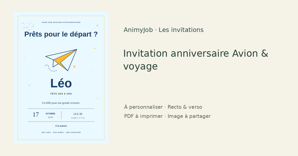 Exemple d’invitation anniversaire avion gratuite à personnaliser
