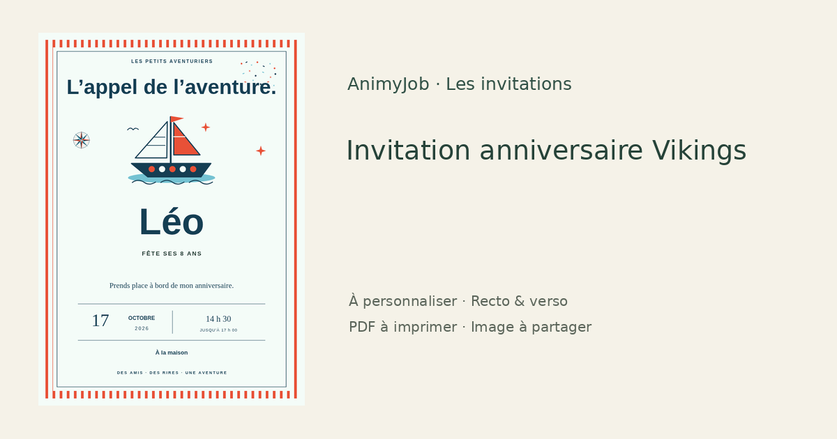 Exemple d’invitation anniversaire viking gratuite à personnaliser