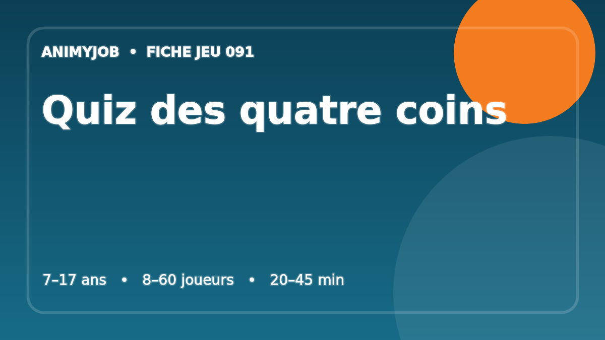 Quiz des quatre coins : fiche du jeu d’animation