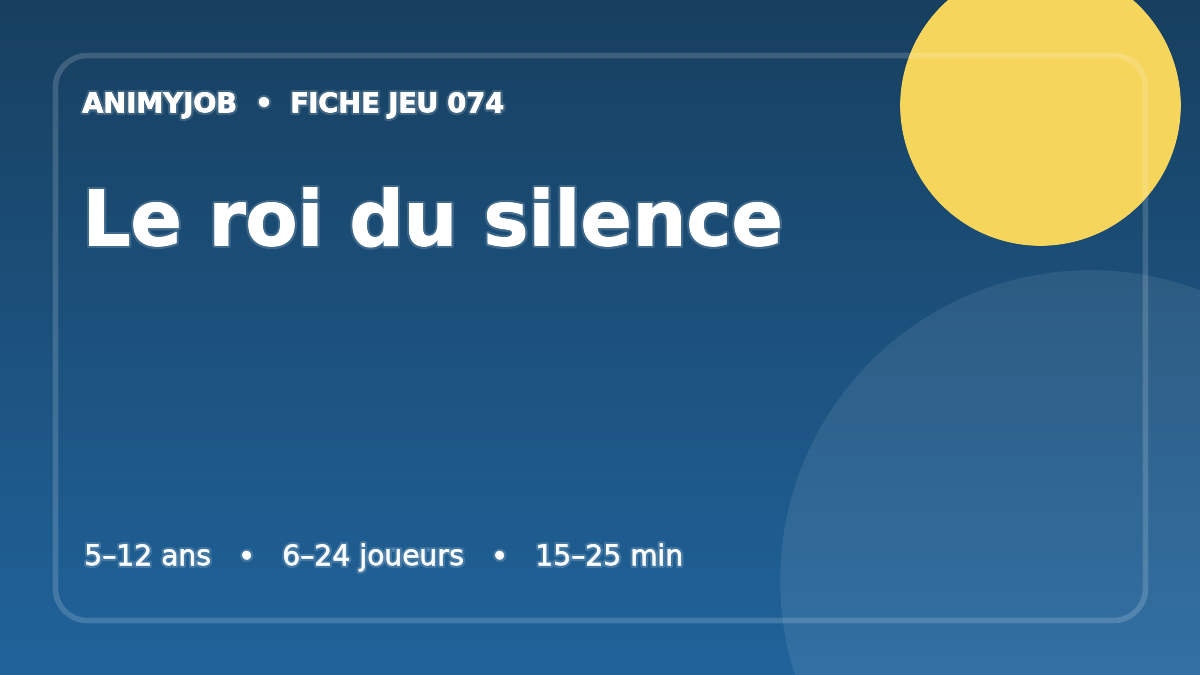 Le roi du silence : fiche du jeu d’animation