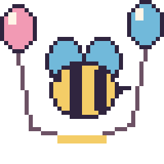 Pixel art Abeille avec des ballons, grille 40 × 40