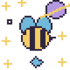 Pixel art Abeille dans l’espace, grille 40 × 40
