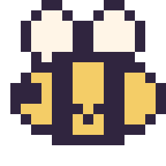 Pixel art Abeille kawaii 16 × 16, grille 16 × 16