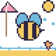Pixel art Abeille à la plage, grille 40 × 40