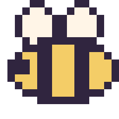 Pixel art Abeille simple 16 × 16, grille 16 × 16