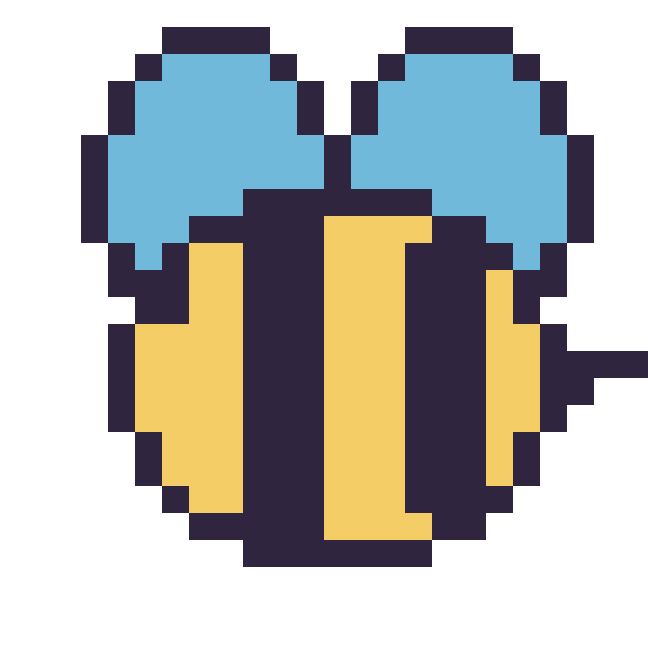 Modèle de pixel art Abeille sur une grille de 24 par 24 cases