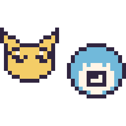 Pixel art Abra mini et Ptitard mini, grille 32 × 32