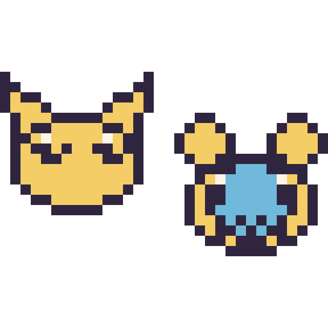 Modèle de pixel art Abra mini et Wattouat mini sur une grille de 32 par 32 cases