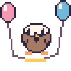 Pixel art Aigle avec des ballons, grille 40 × 40