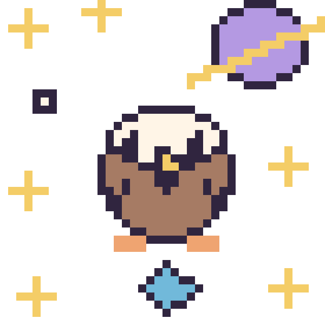 Modèle de pixel art Aigle dans l’espace sur une grille de 40 par 40 cases