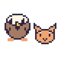 Pixel art Aigle et Chat en portrait, grille 40 × 40