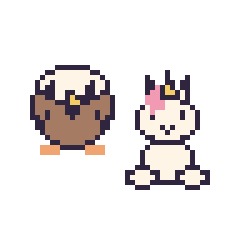 Pixel art Aigle et Licorne assis, grille 48 × 48