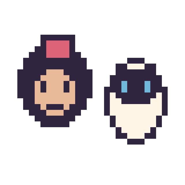 Modèle de pixel art Aladdin mini et EVE mini sur une grille de 32 par 32 cases