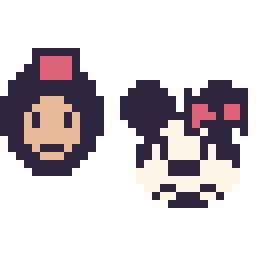 Pixel art Aladdin mini et Minnie mini, grille 32 × 32