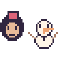 Pixel art Aladdin mini et Olaf mini, grille 32 × 32