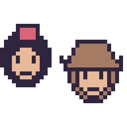 Pixel art Aladdin mini et Woody mini, grille 32 × 32