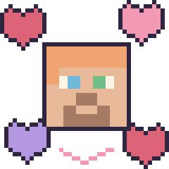 Pixel art Alex avec des cœurs, grille 40 × 40
