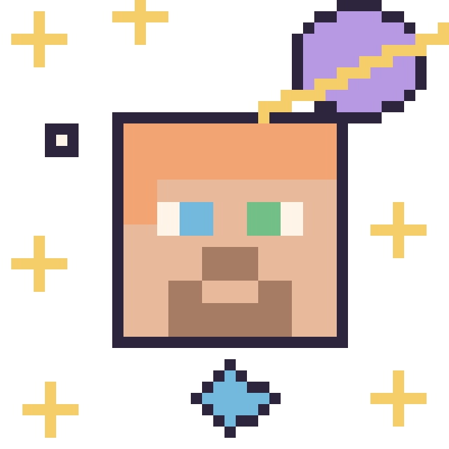 Modèle de pixel art Alex dans l’espace sur une grille de 40 par 40 cases