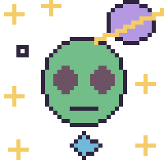 Pixel art Alien dans l’espace, grille 40 × 40