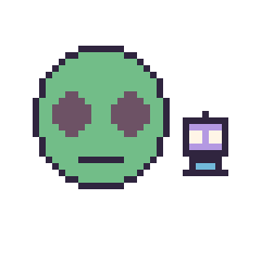 Pixel art Alien et Robot simple 10 × 10, grille 40 × 40
