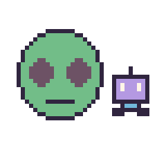 Pixel art Alien et Robot simple 12 × 12, grille 40 × 40