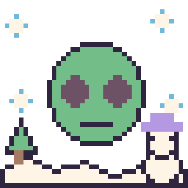 Modèle de pixel art Alien en hiver sur une grille de 40 par 40 cases