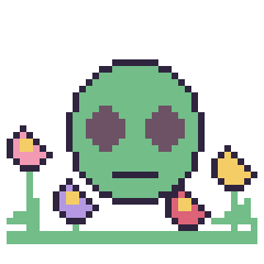 Pixel art Alien dans le jardin, grille 40 × 40