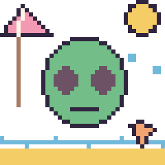 Pixel art Alien à la plage, grille 40 × 40