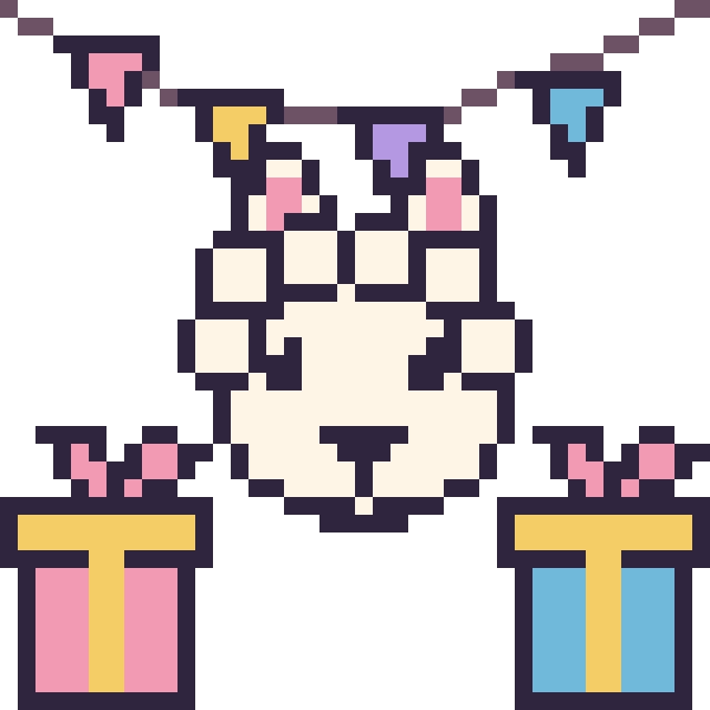 Modèle de pixel art Alpaga pour un anniversaire sur une grille de 40 par 40 cases