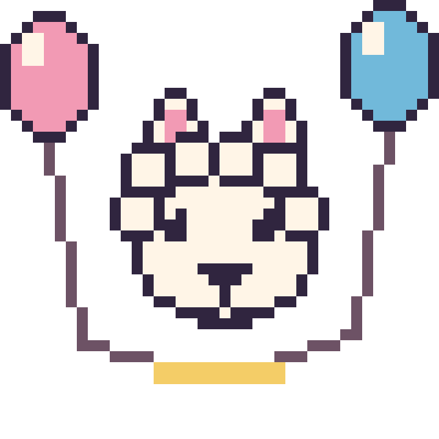 Modèle de pixel art Alpaga avec des ballons sur une grille de 40 par 40 cases