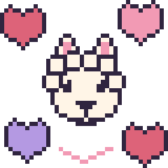 Pixel art Alpaga avec des cœurs, grille 40 × 40