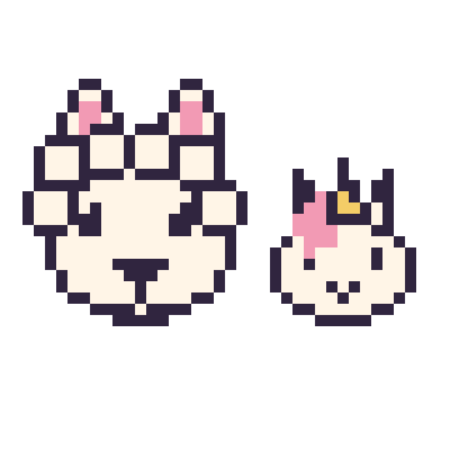 Modèle de pixel art Alpaga et Licorne en portrait sur une grille de 40 par 40 cases