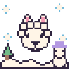 Pixel art Alpaga en hiver, grille 40 × 40