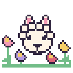 Pixel art Alpaga dans le jardin, grille 40 × 40