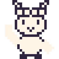 Pixel art Alpaga qui fait coucou, grille 24 × 24