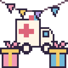Pixel art Ambulance pour un anniversaire, grille 40 × 40