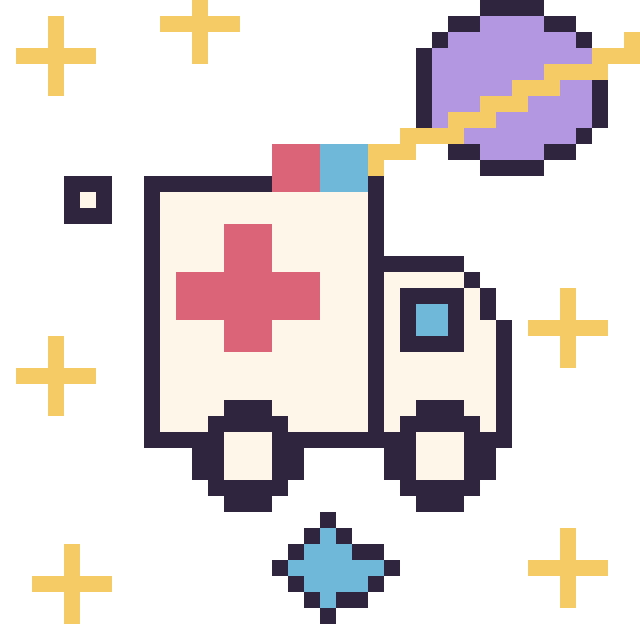 Modèle de pixel art Ambulance dans l’espace sur une grille de 40 par 40 cases